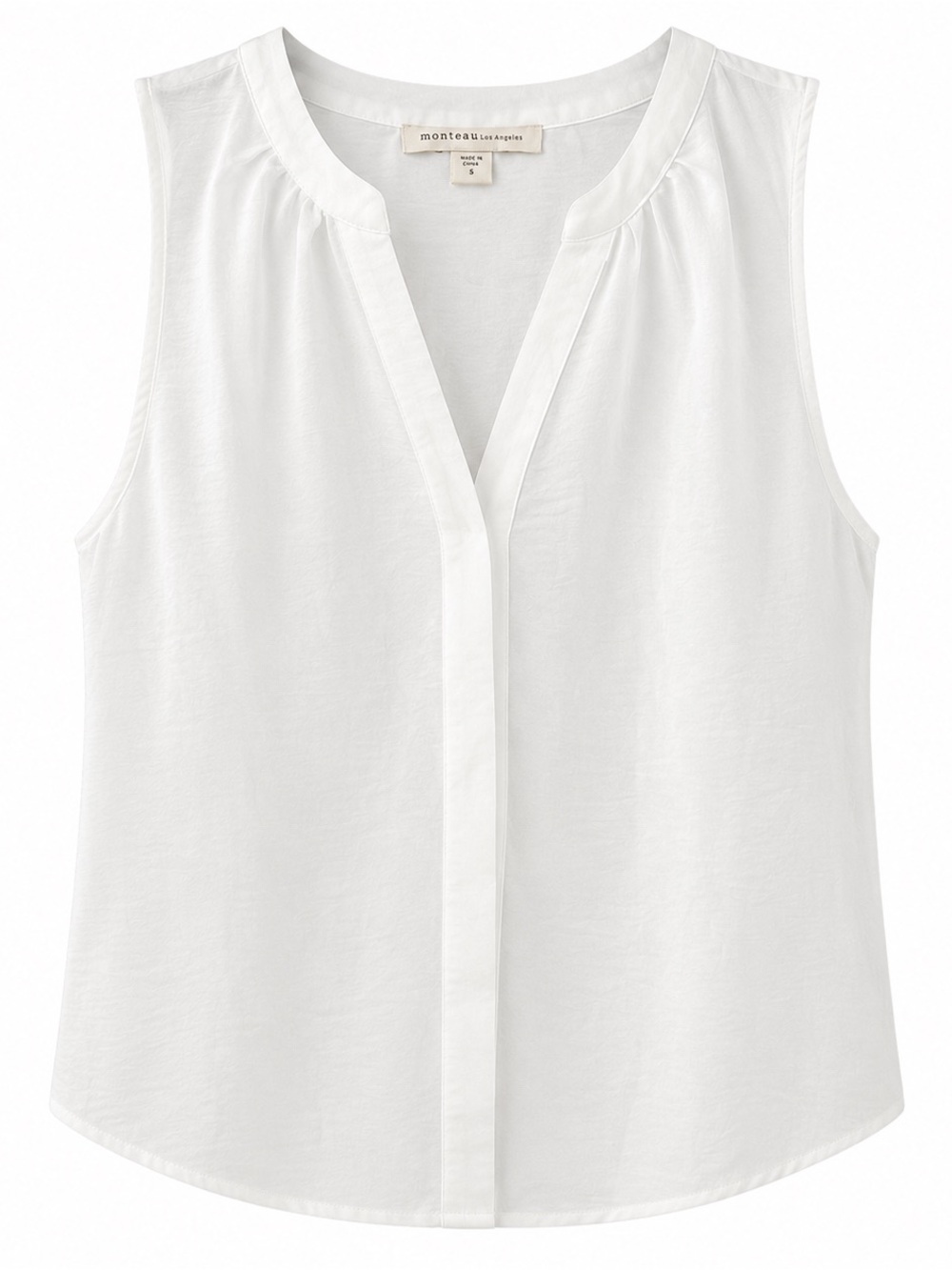 Monteau Los Angeles Sleeveless White Blouse M 100% Polyester Lightweight